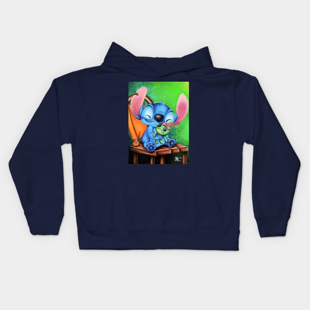 stitch with doll Kids Hoodie by cloudart2868